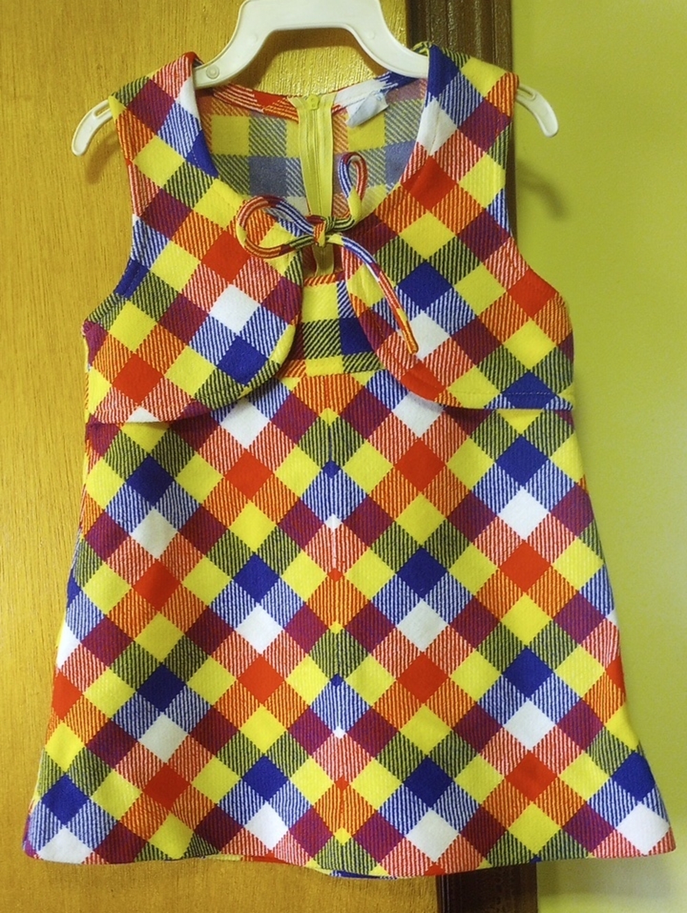Alyssa Colorful Vintage Sleeveless Dress/Jumper. Red Yellow Blue White, Sz 6